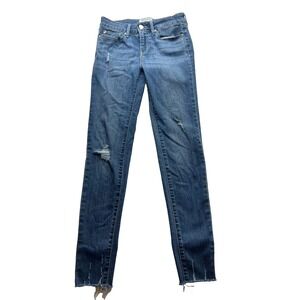 Women's DENIZEN From Levi's Mid Rise Jeggings Medium Wash Distressed‎ Size 26x30